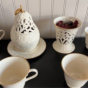 Lenox Ivory & Gold Tea Collection Hayworth / Fruits of Life Wedding Decor